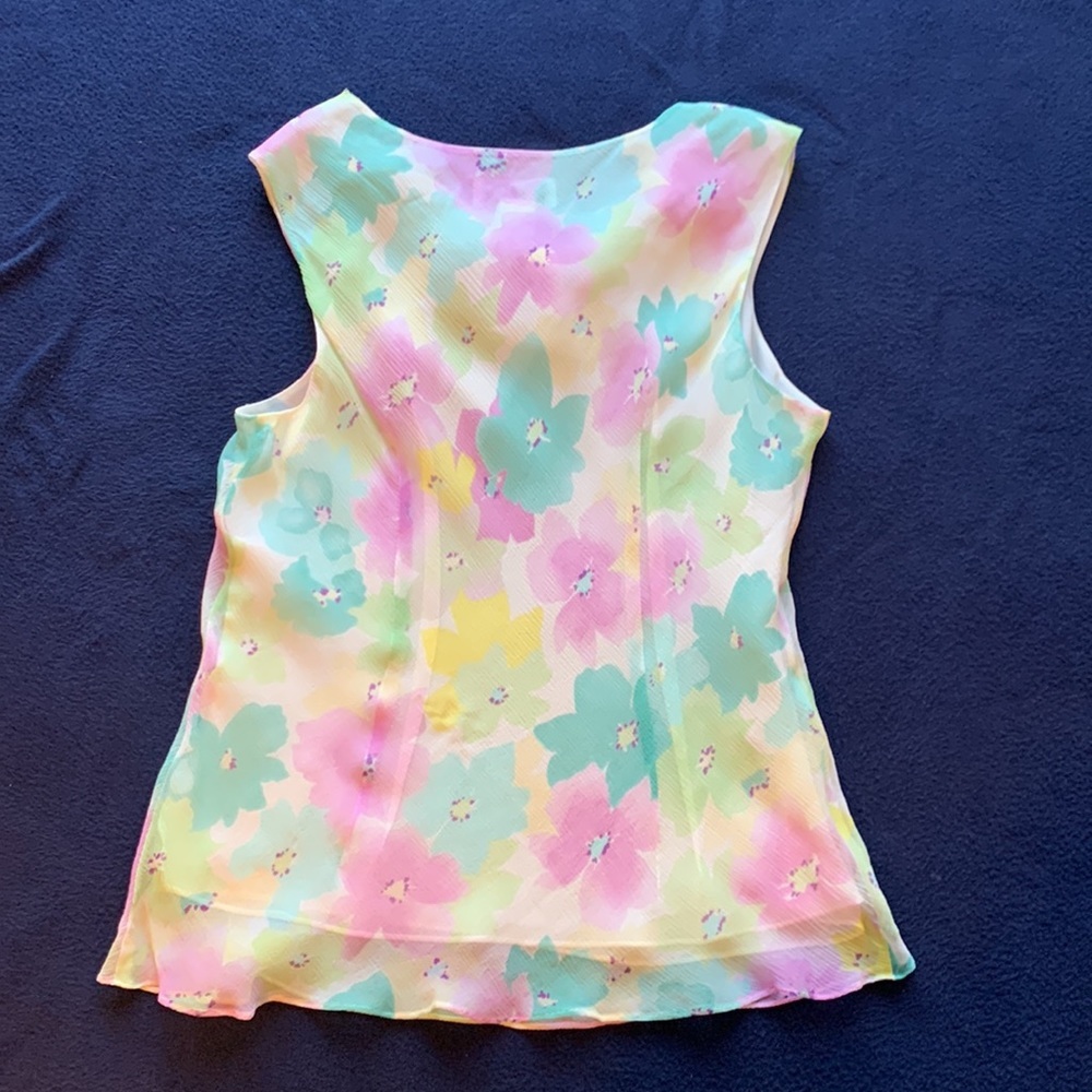 NEW Bob Mackie silk pastel floral blouse 12P - Picture 2 of 10